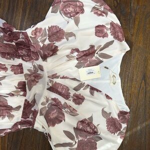 Joyfolie Cream Dress with Purple Floral Design